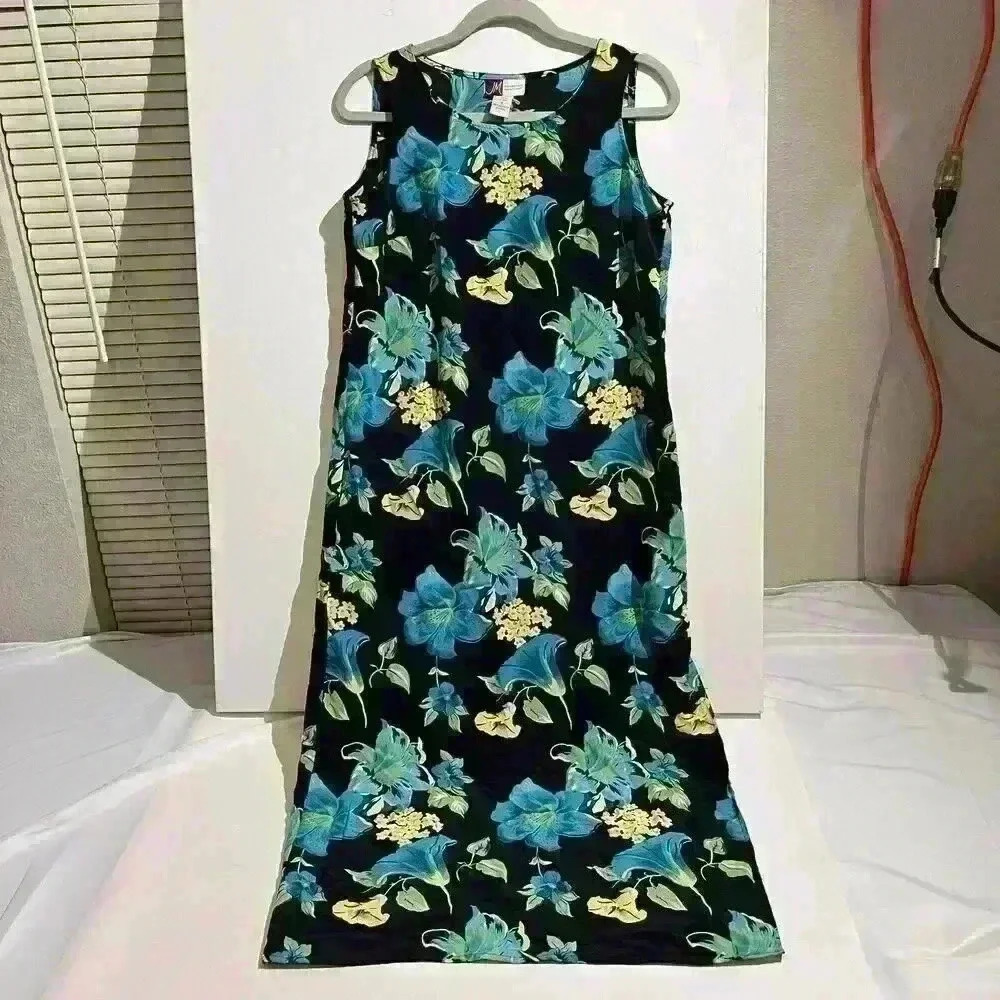 JM COLLECTION 90s Womens Summer Sleeveless Stretch Maxi Shift Dress Size Medium